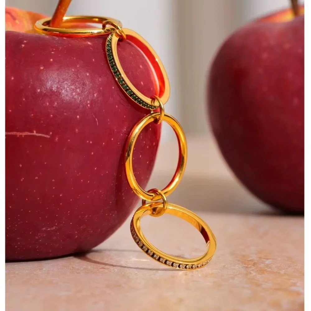Gold Plated Multi-Band Ring with Cubic Zirconia Accents